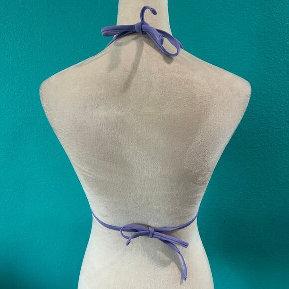 NWT Aerie Crinkle String Triangle Bikini Top Violet Tulip Swimsuit Beach Sz XS - Picture 4 of 5